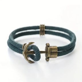   Narukvica CASTENA ručno izrađena tirkizno plava s antiknim efektom sidro TRX