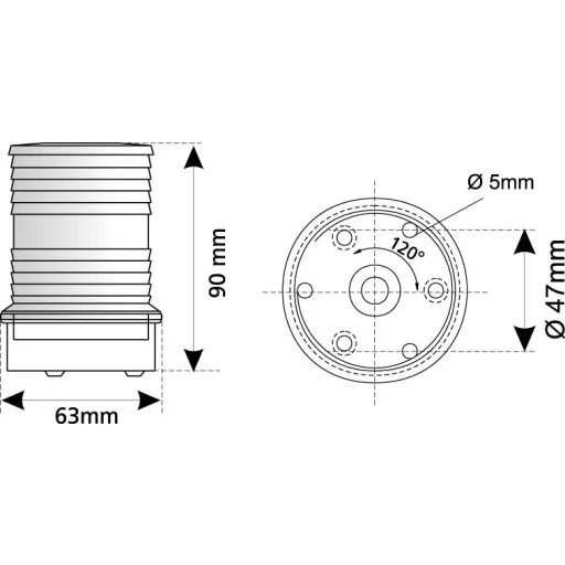 Svijetlo crvena 360° 90x63 mm u bijelom kućištu