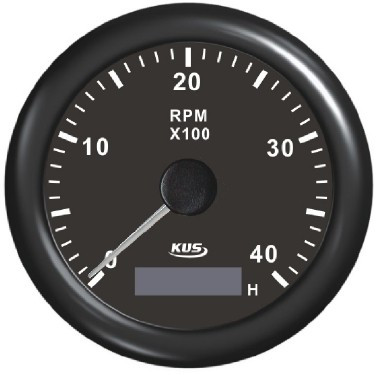 Fordulatszám és üzemóra-mérő KUS 4000 RPM fekete EVA