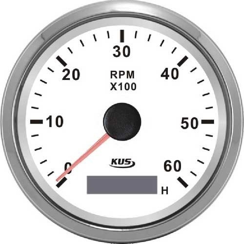 Fordulatszám és üzemóra-mérő KUS 6000 RPM inox-feh EVA