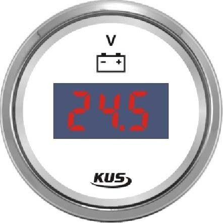 Feszültségmérő digitális KUS 8-32 V inox-fehér EVA