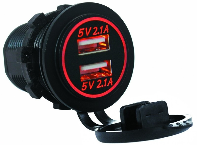USB töltő LED piros 12/24V - 3,1 A DAW - Trinexus Hajósbolto