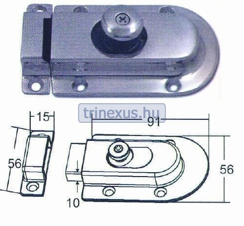 Tolózár mágneses inox 91 x 56 mm EVA
