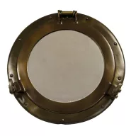 Antički prozor od bakra s ogledalom 30 cm 