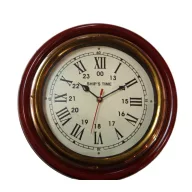 Zidni sat okrugli, drvo-bakar 30 cm 
