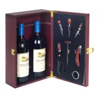 Drvena vinska kutija za 2 boce s sommelier setom 